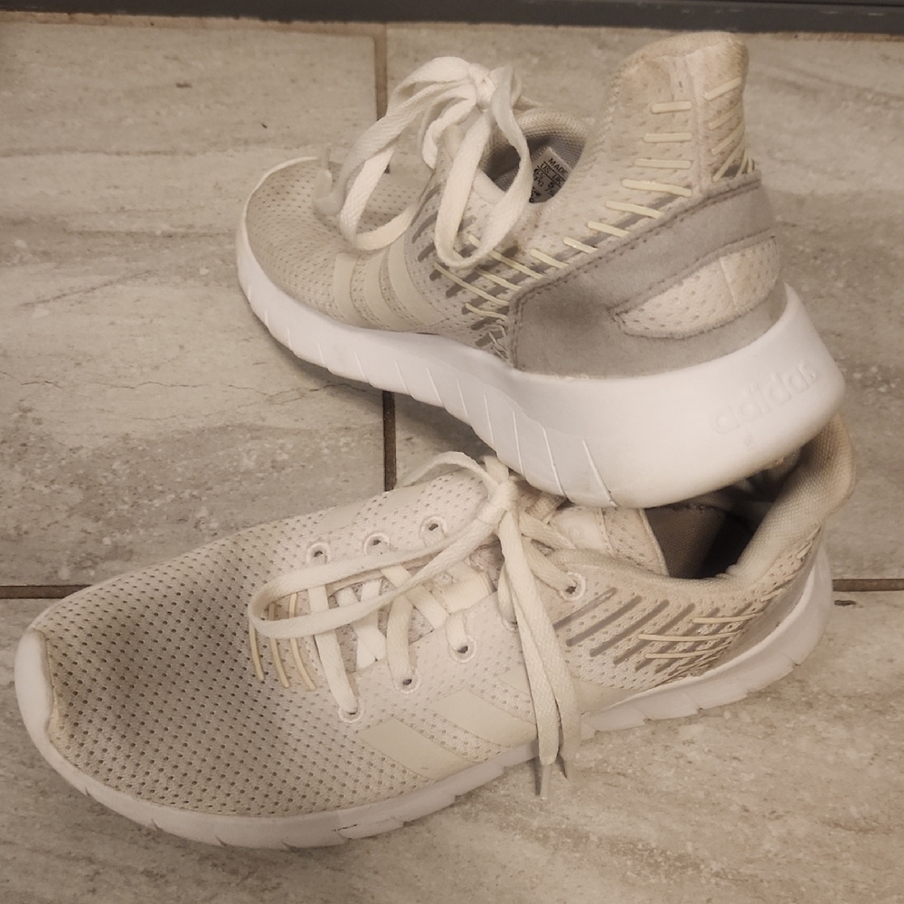 Adidas Men's Cream and White Sneakers